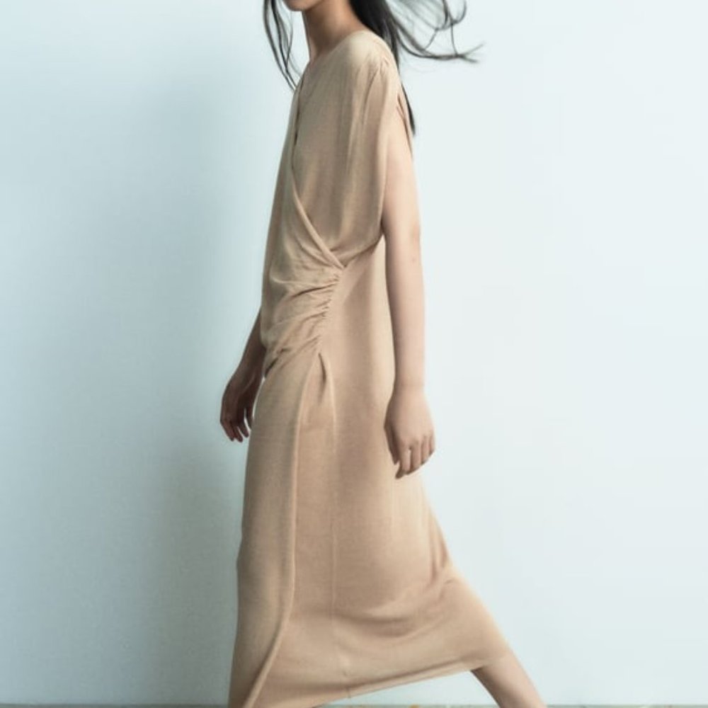 Zara Beige Midi Dress
